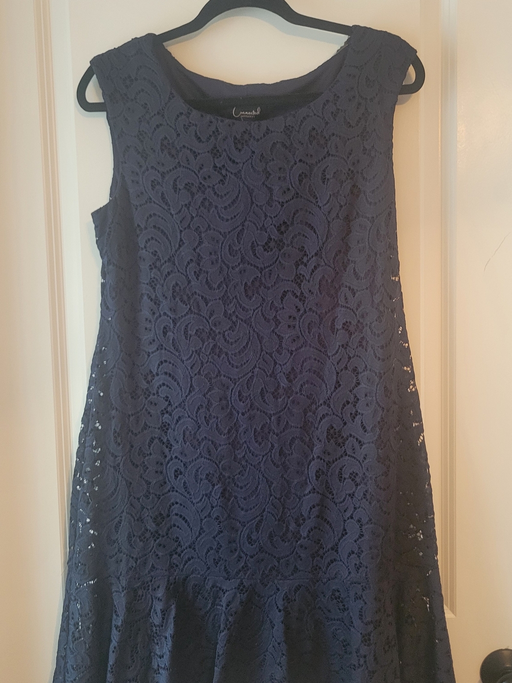Connected Apparel Navy Lace Midi Dress